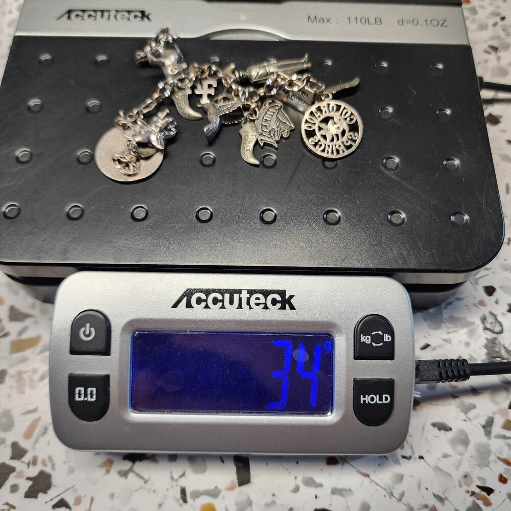 Sterling Silver Charm Bracelet Air Force Academy Falcon Chapel Falcon Cadet 34g - Picture 16 of 16